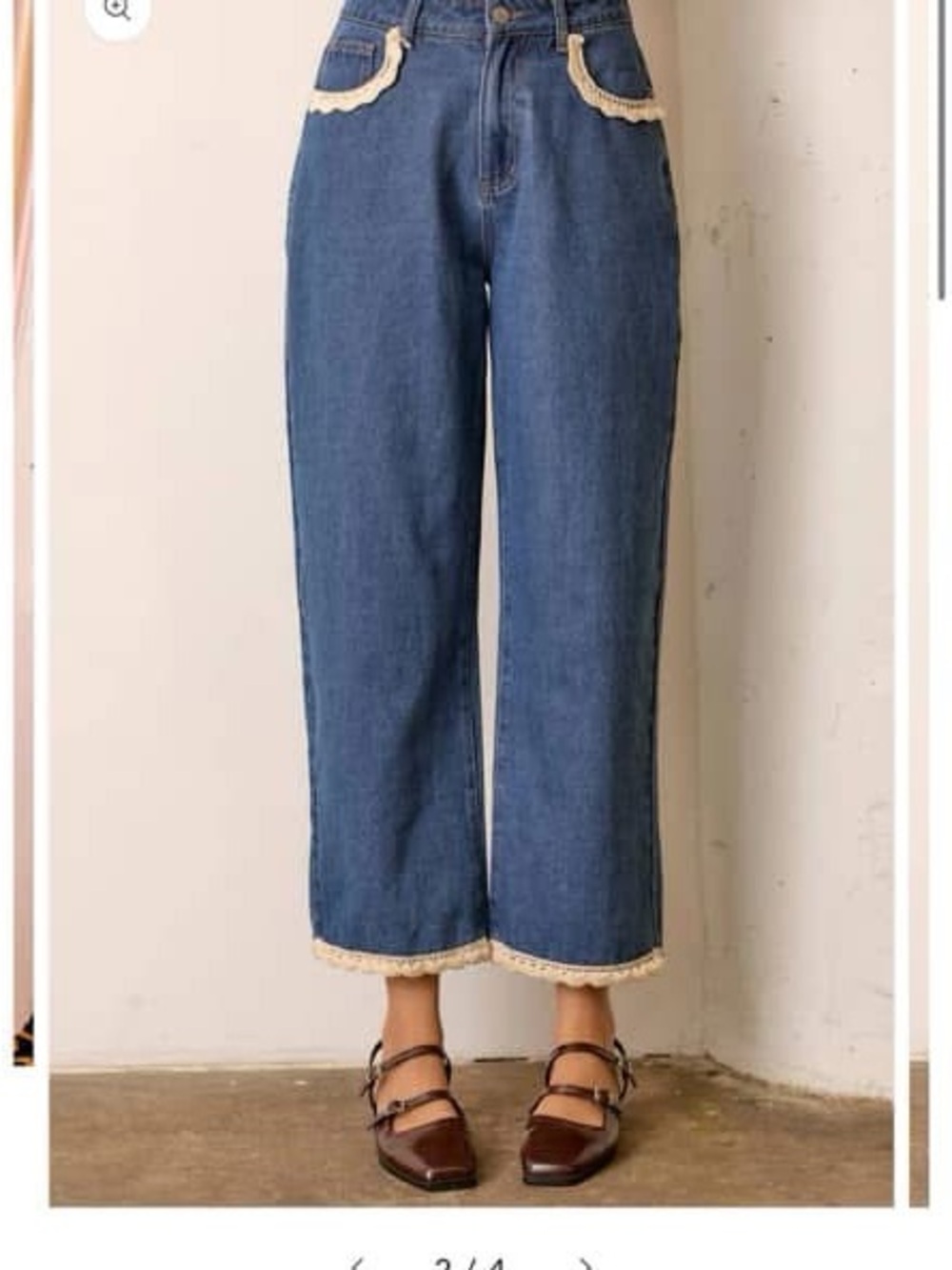 Denim Jeans with Lace Trim
